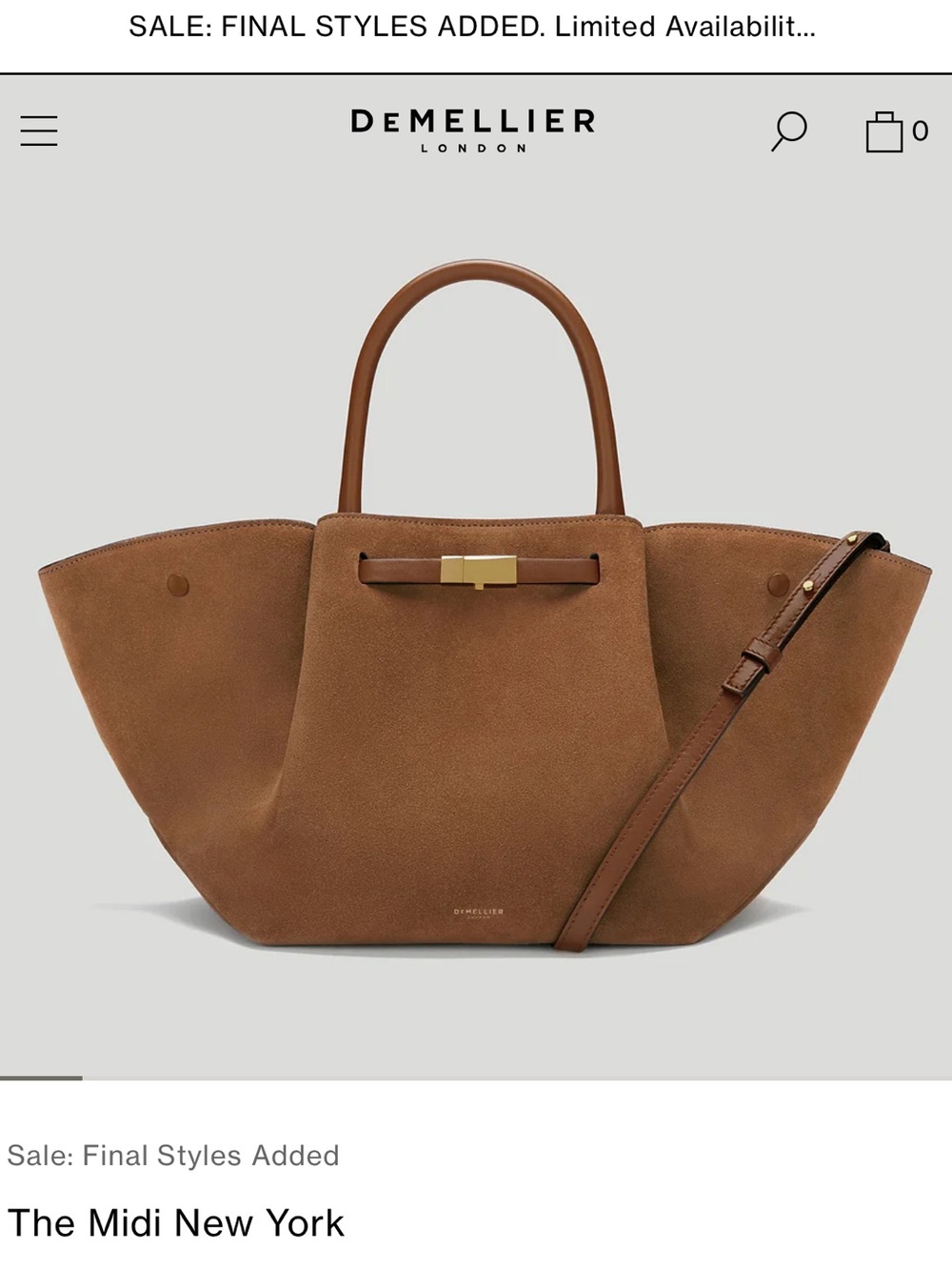DeMellier Midi New York Tote in Tan Suede